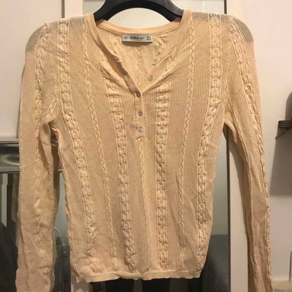 ZARA pointelle open knit top